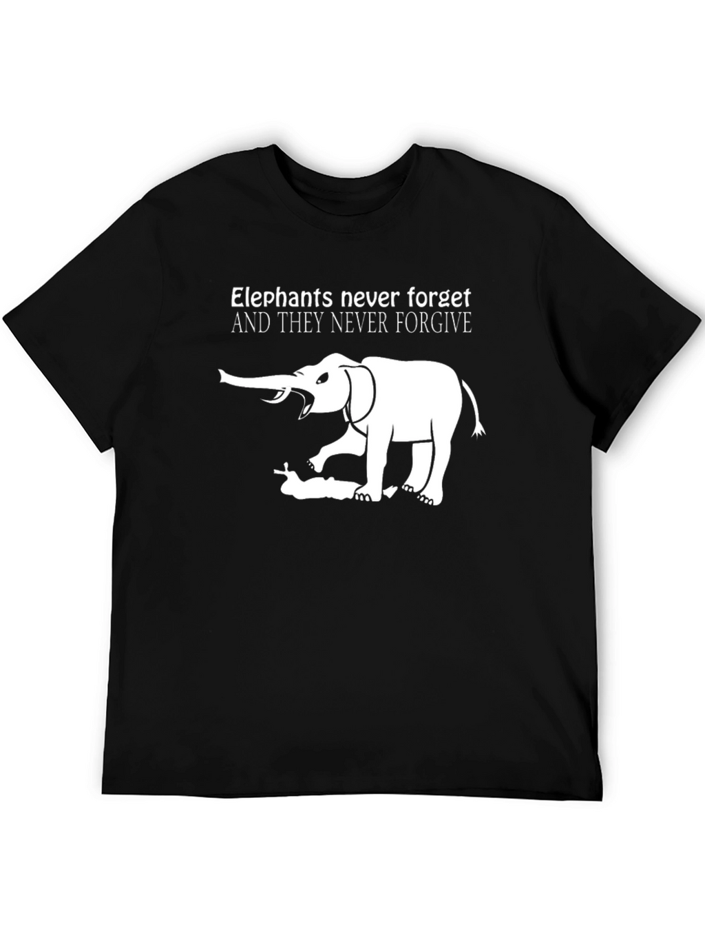 Elephants Never Forget Graphic Tee - Black Cotton
