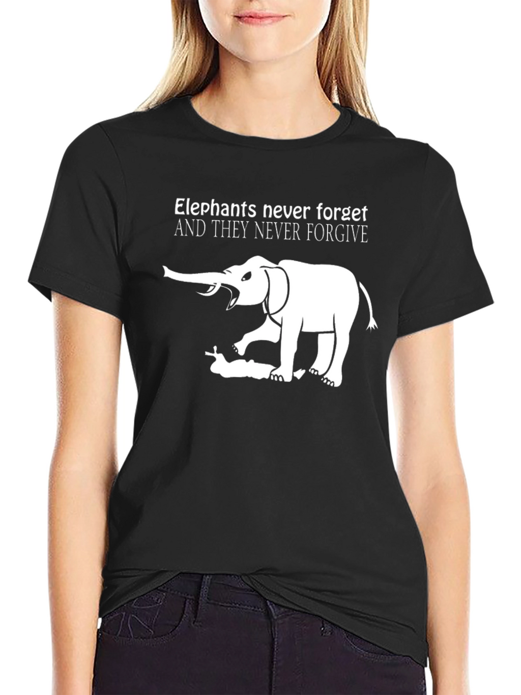 Elephants Never Forget Graphic Tee - Black Cotton
