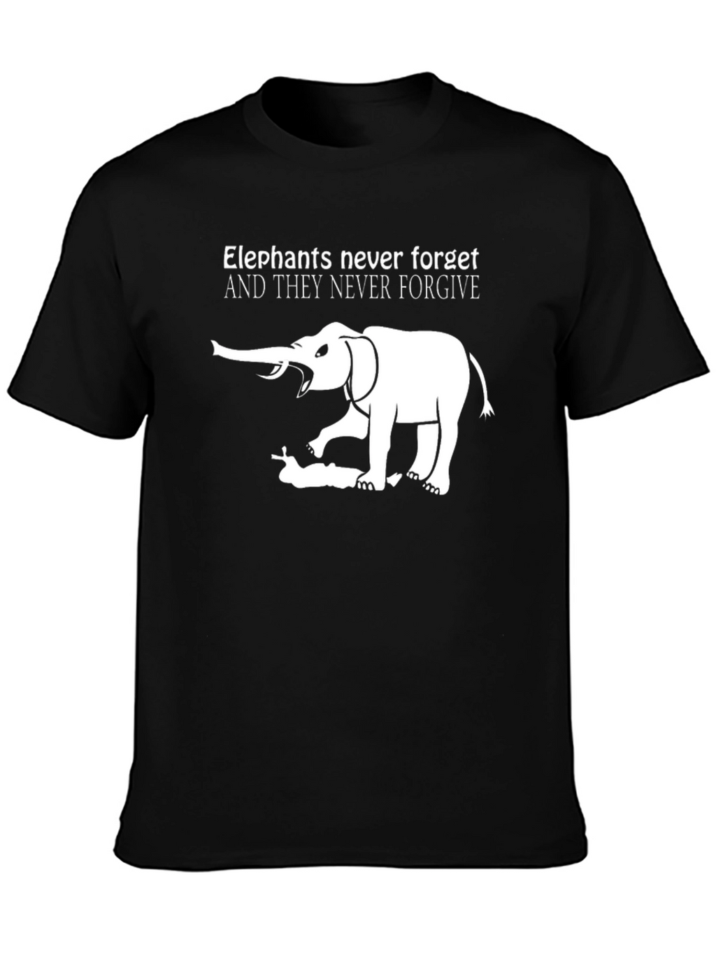 Elephants Never Forget Graphic Tee - Black Cotton