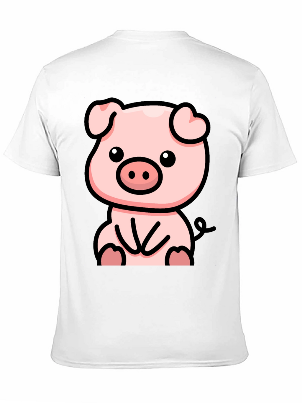 Cute Cartoon Pig Black T-Shirt