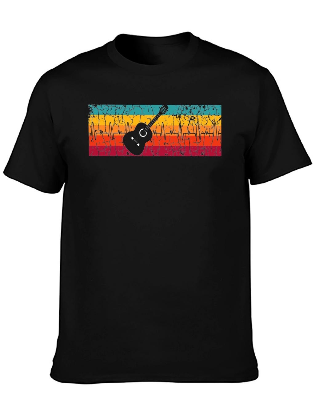 Guitar Heartbeat Graphic T-Shirt - Retro Design