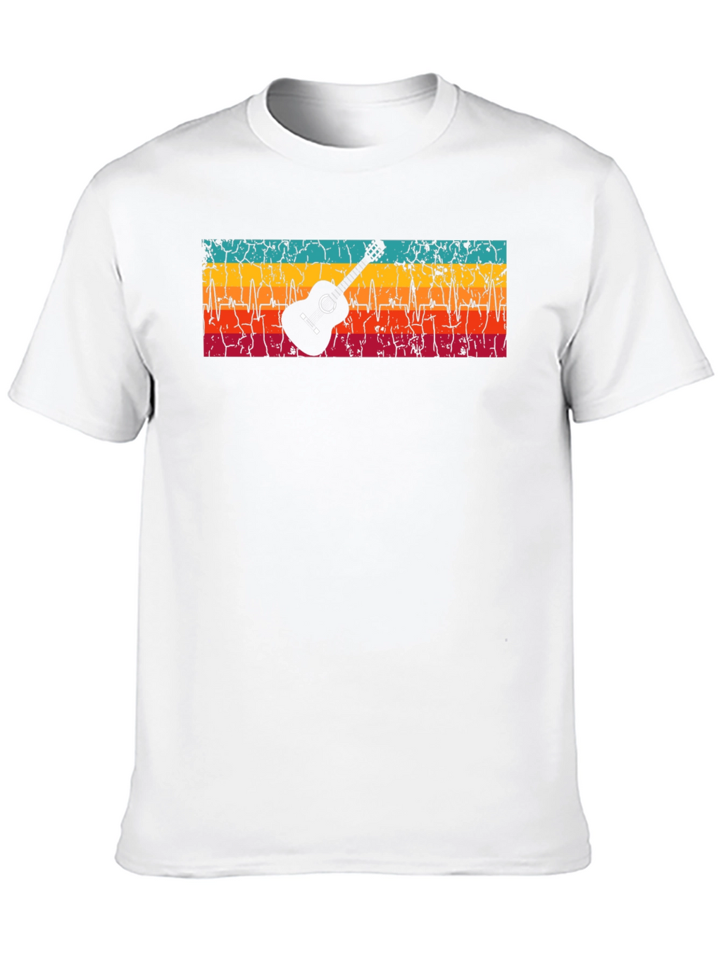 Guitar Heartbeat Graphic T-Shirt - Retro Design