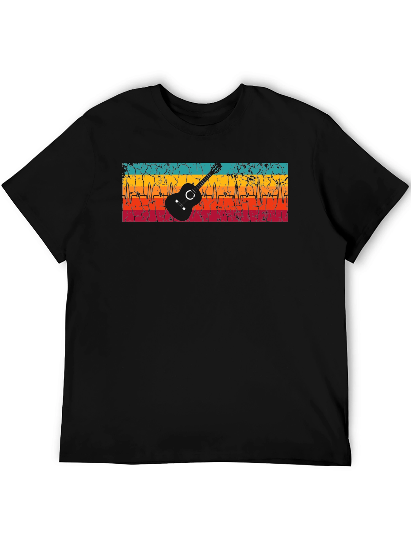 Guitar Heartbeat Graphic T-Shirt - Retro Design