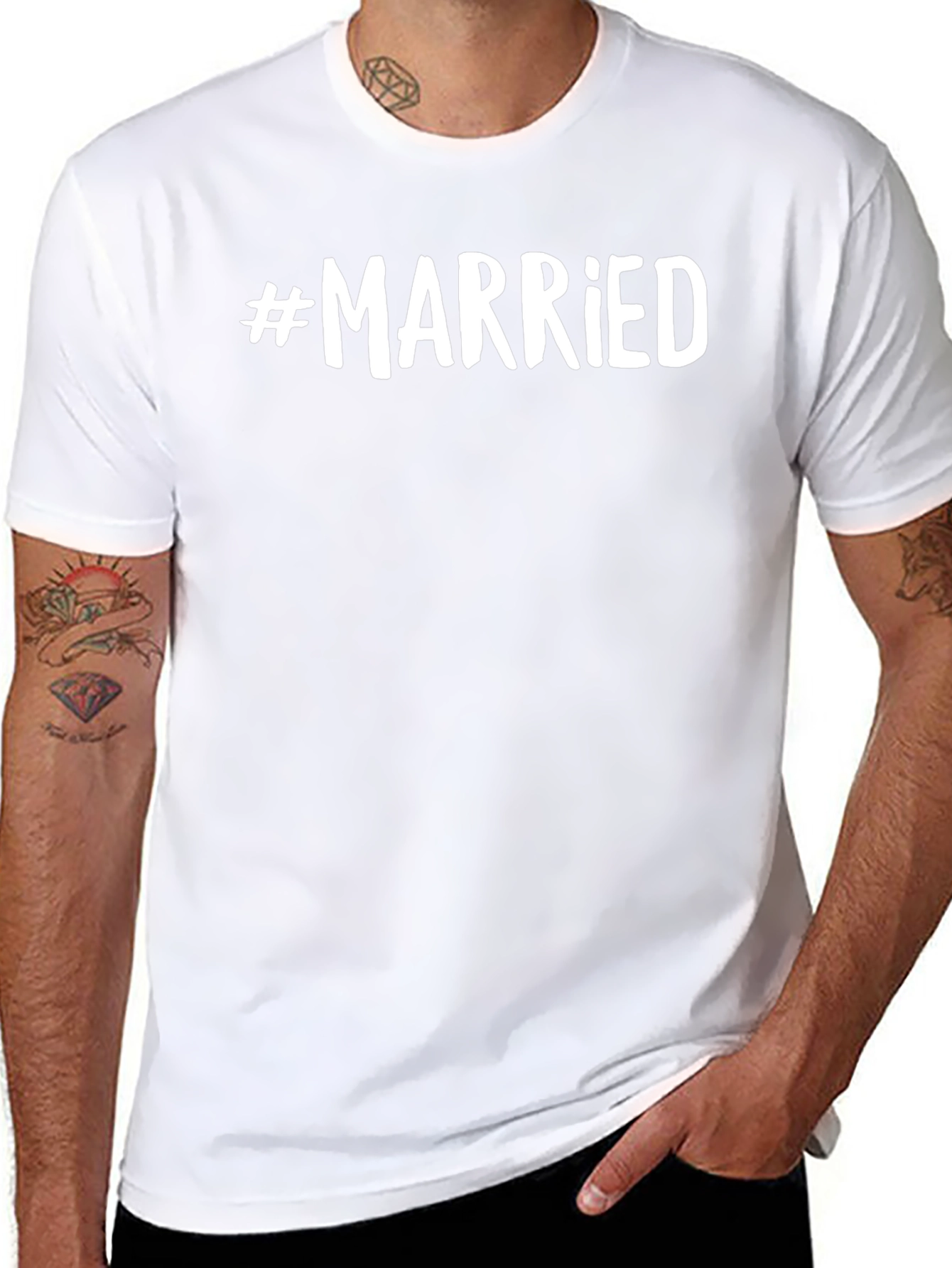#Married Black Cotton Graphic T-Shirt