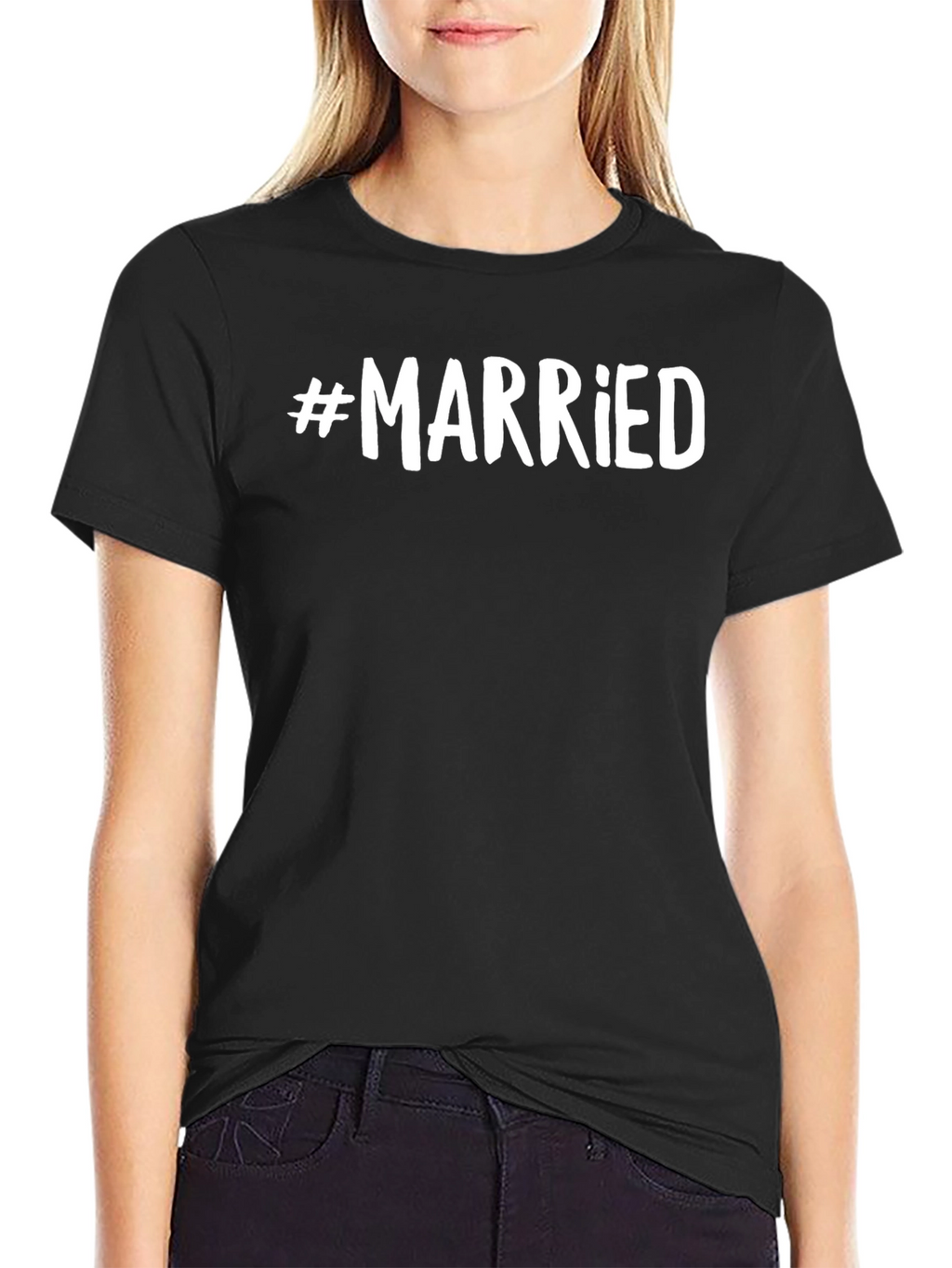 #Married Black Cotton Graphic T-Shirt
