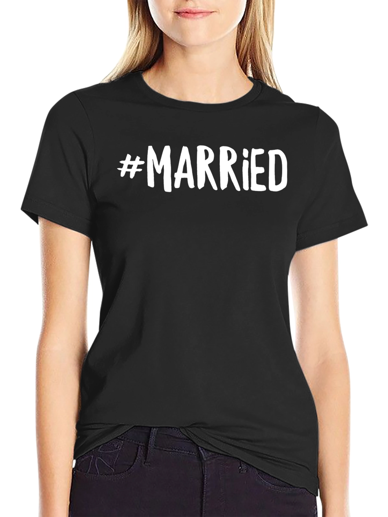 #Married Black Cotton Graphic T-Shirt