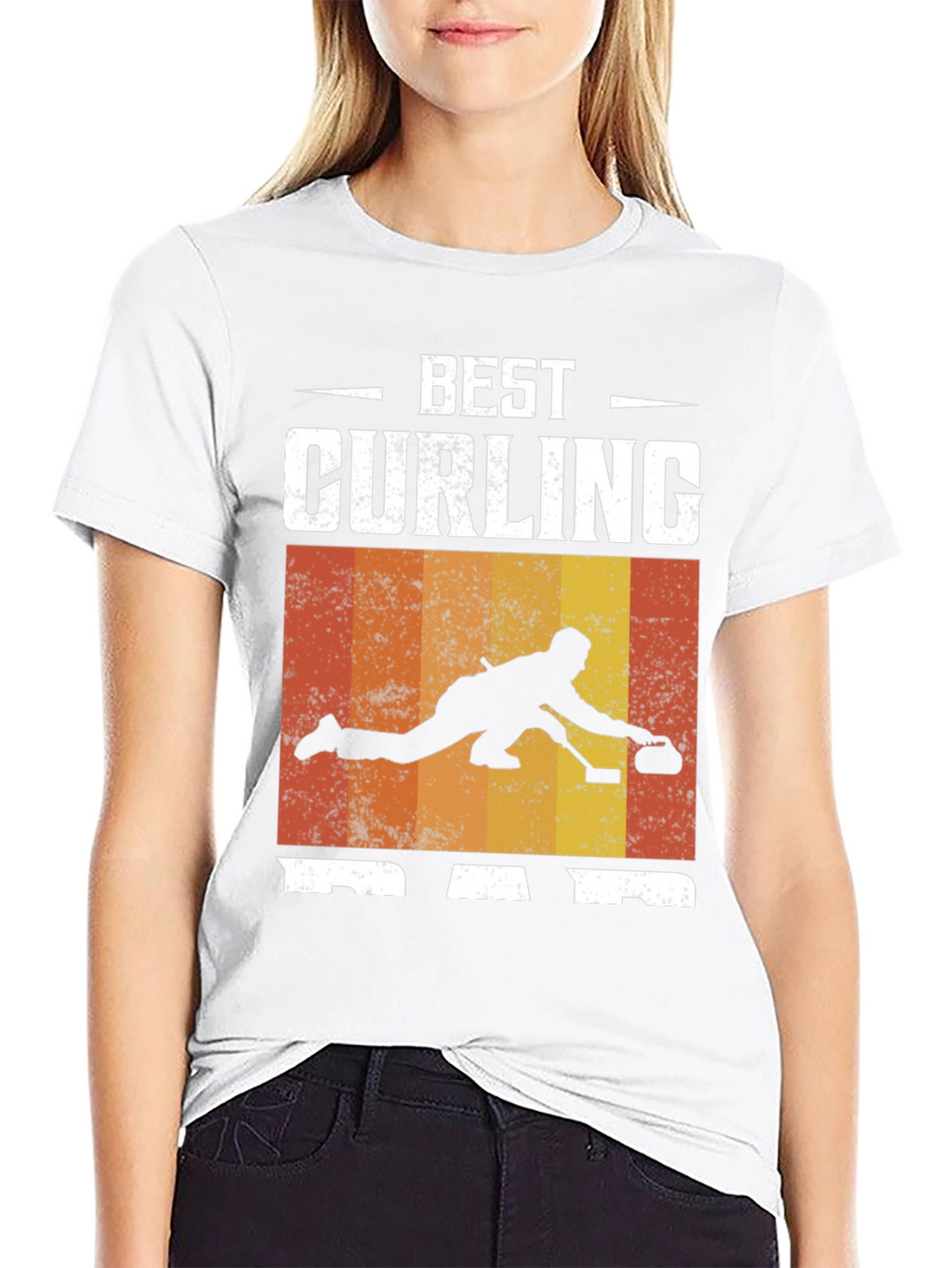 Best Curling Dad T-Shirt Black Graphic Tee