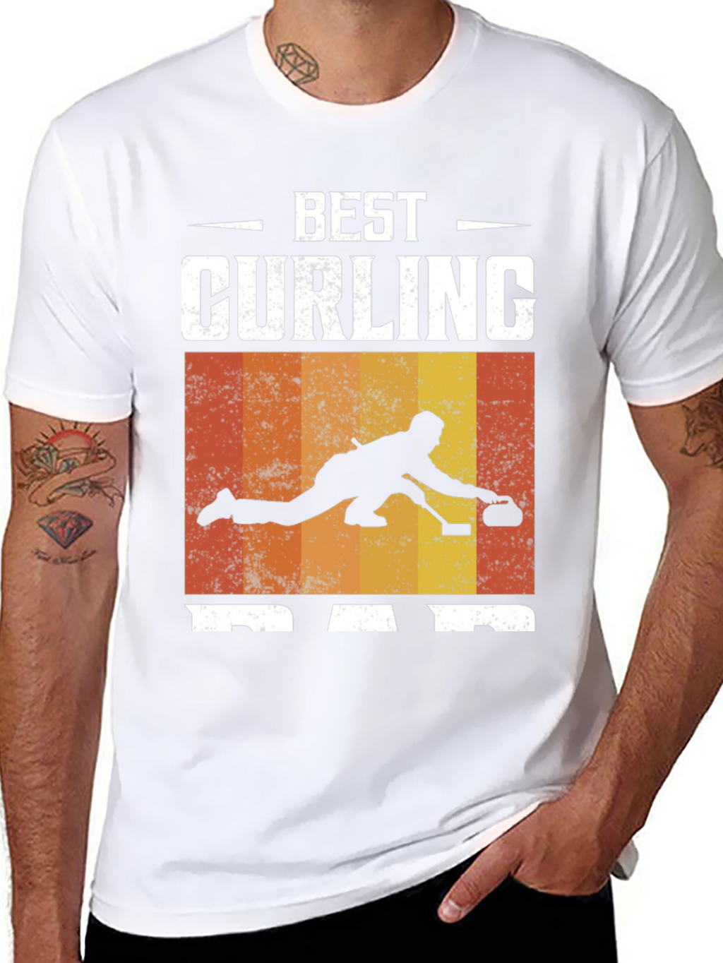 Best Curling Dad T-Shirt Black Graphic Tee