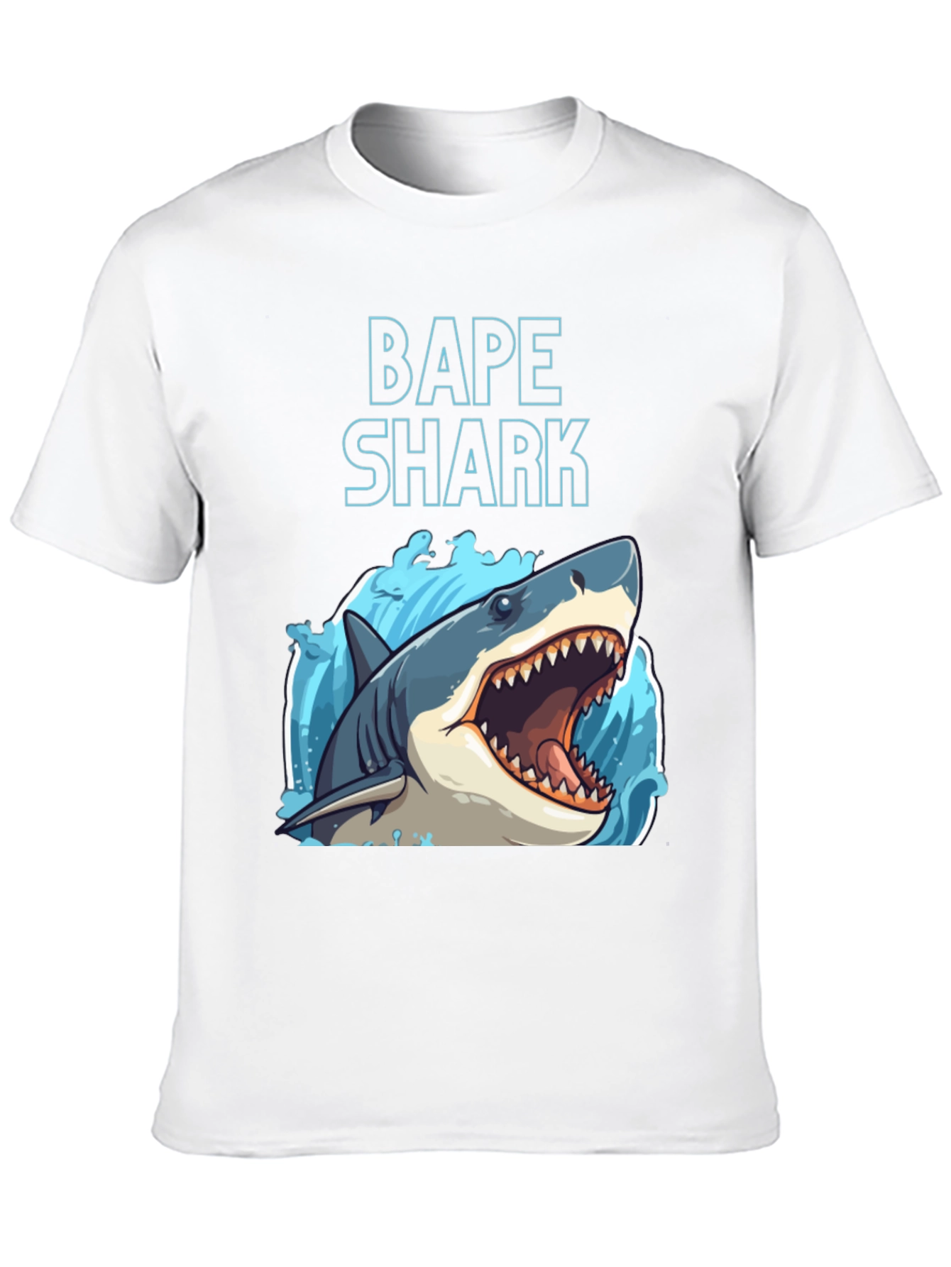 BAPE Shark Graphic Tee - Black Cotton Crew Neck