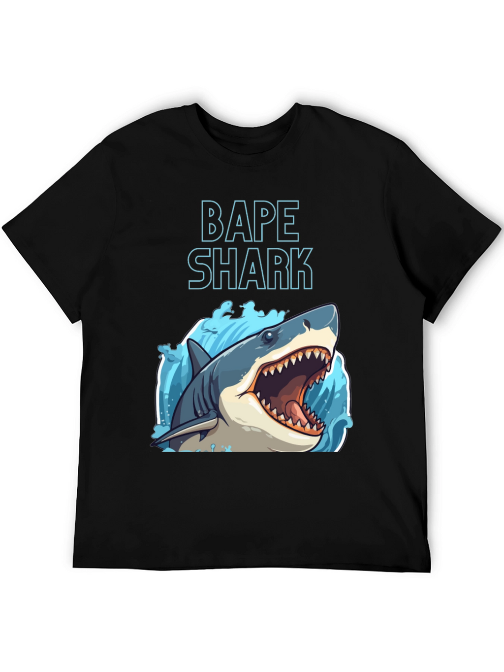 BAPE Shark Graphic Tee - Black Cotton Crew Neck