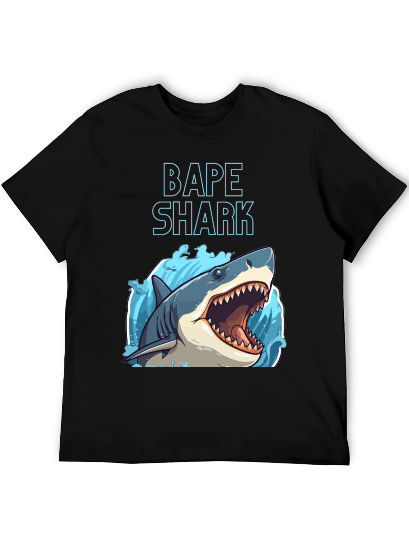 BAPE Shark Graphic Tee - Black Cotton Crew Neck