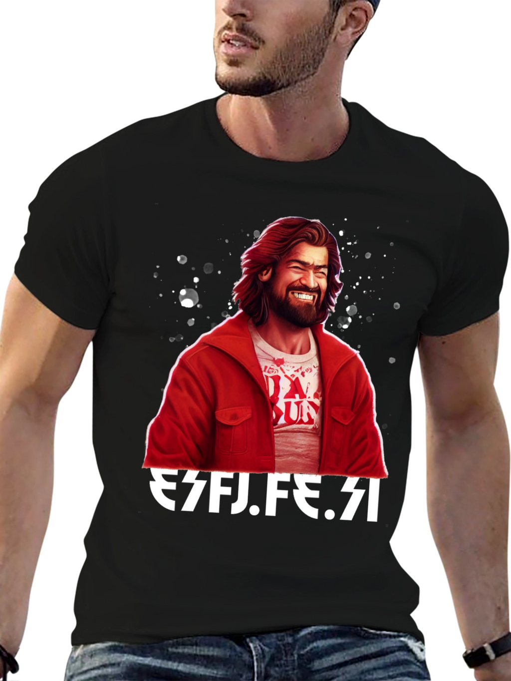 Mans Graphic Tee - Funny Design Black Casual Shirt