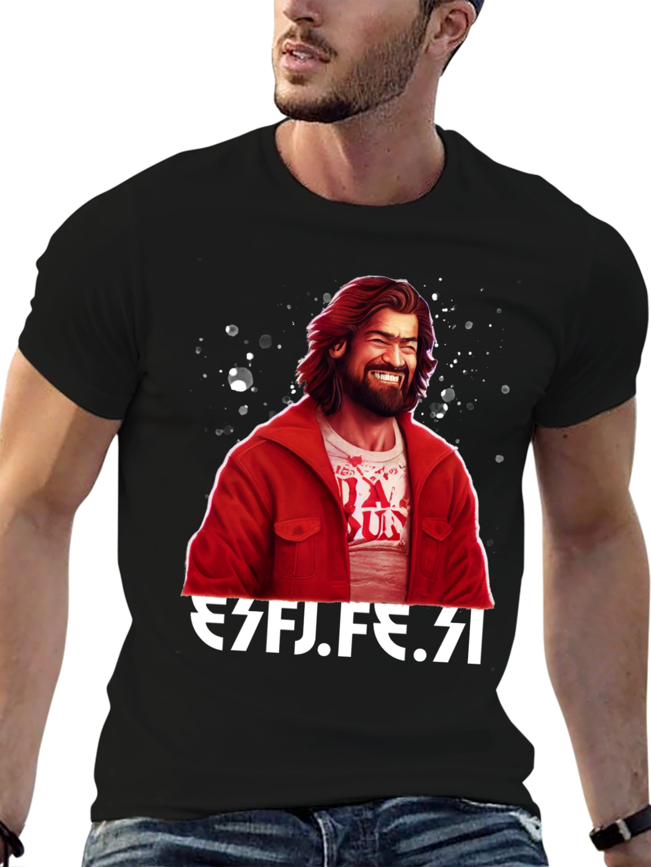 Mans Graphic Tee - Funny Design Black Casual Shirt