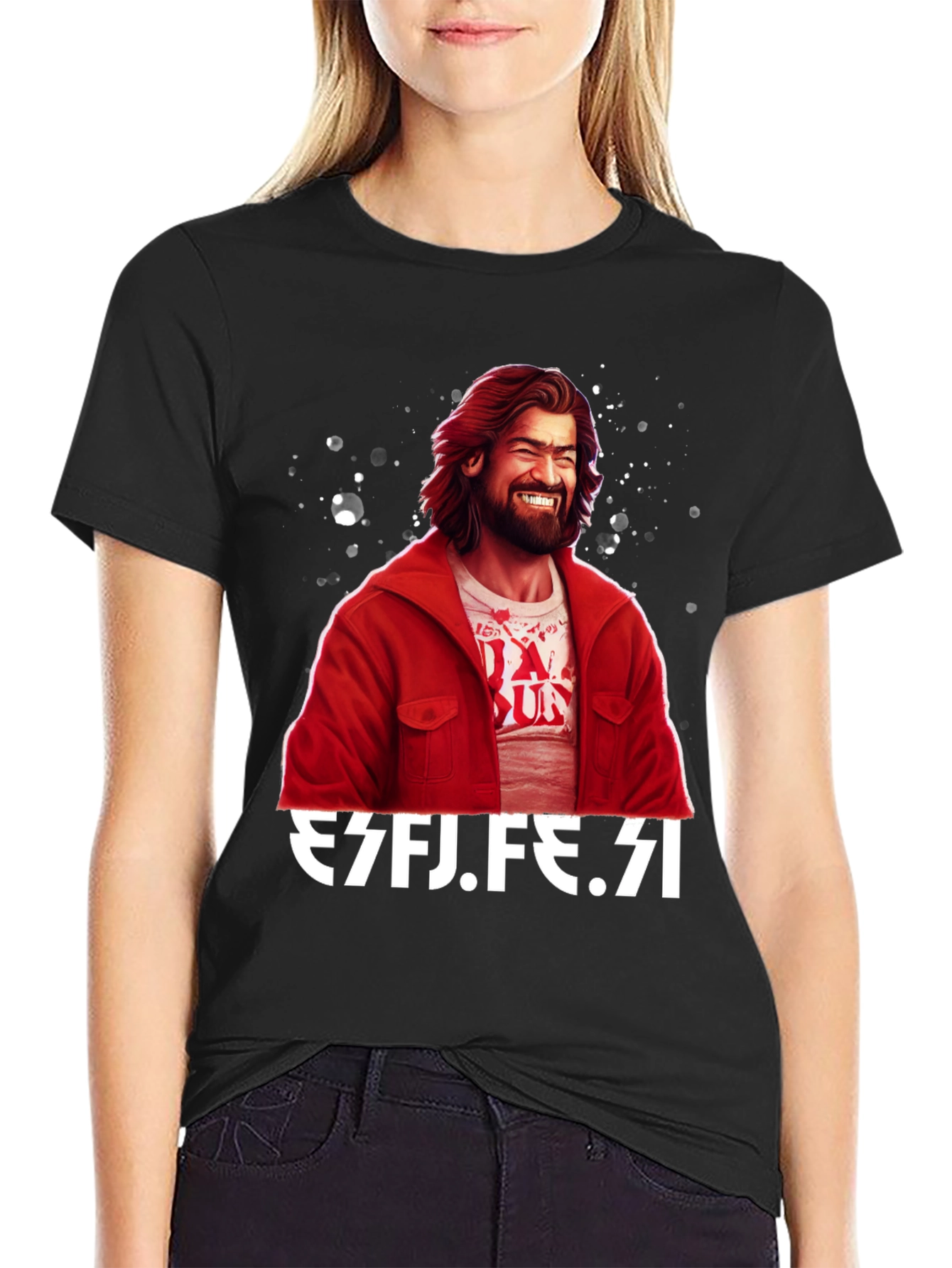 Mans Graphic Tee - Funny Design Black Casual Shirt