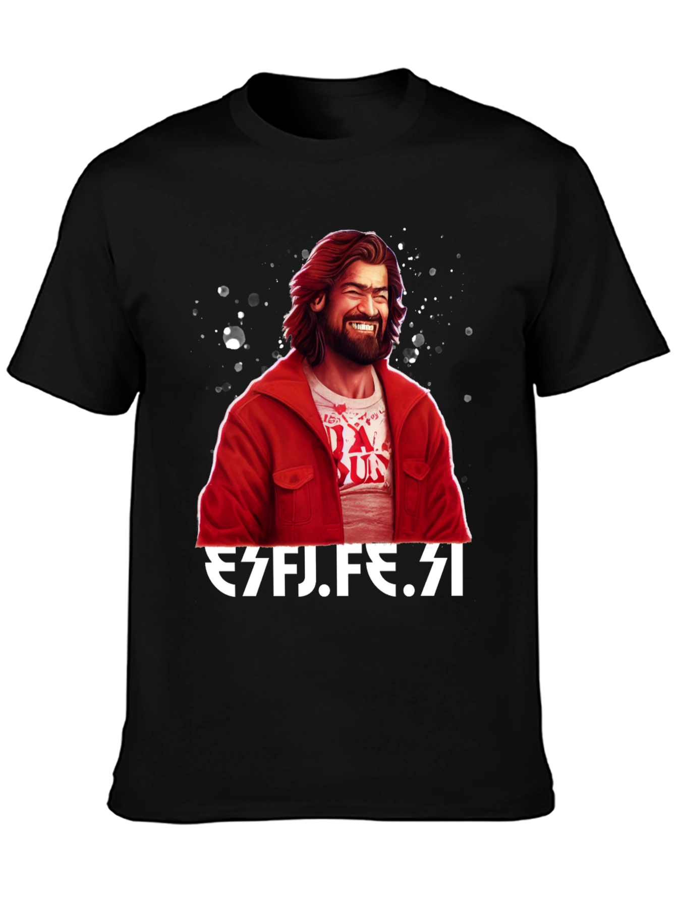 Mans Graphic Tee - Funny Design Black Casual Shirt