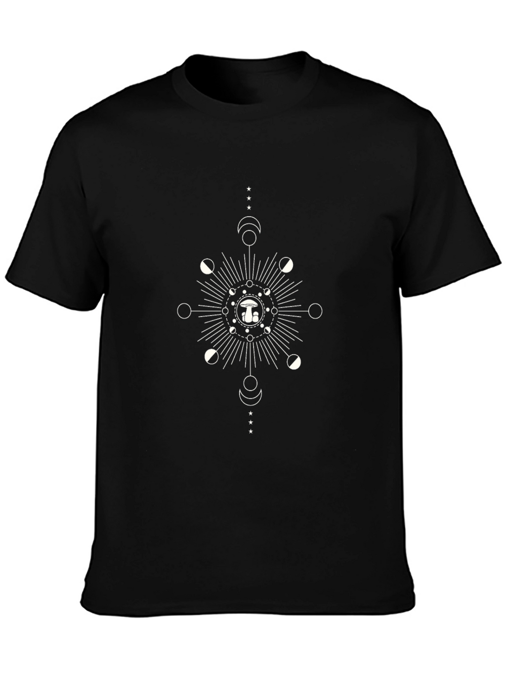 Mushroom Moon Phases Graphic Tee - Black