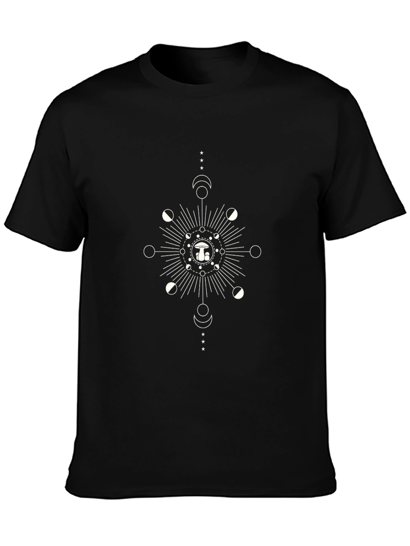 Mushroom Moon Phases Graphic Tee - Black