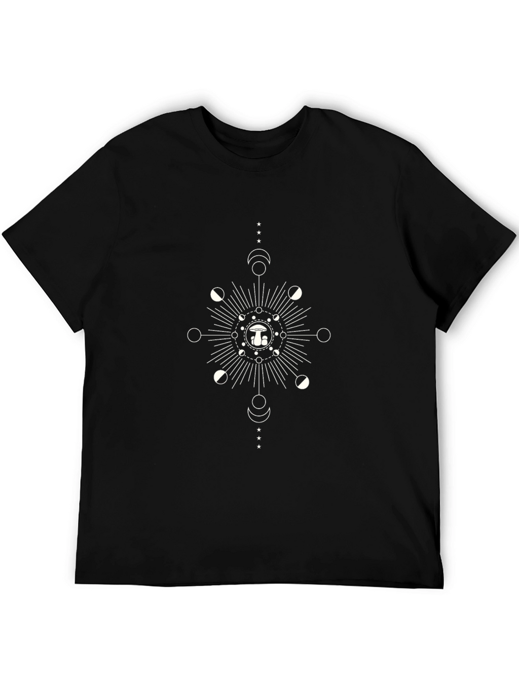 Mushroom Moon Phases Graphic Tee - Black