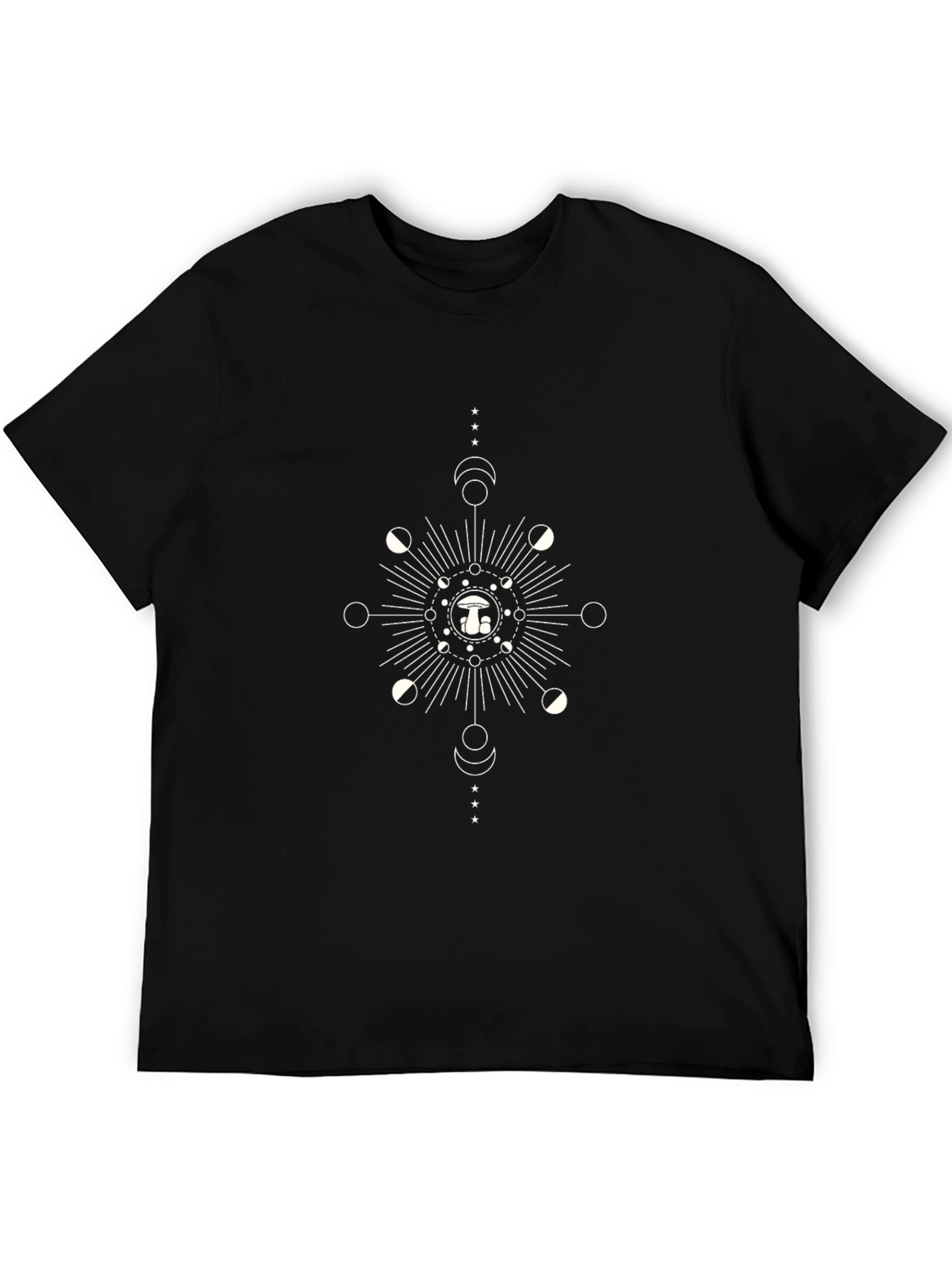 Mushroom Moon Phases Graphic Tee - Black