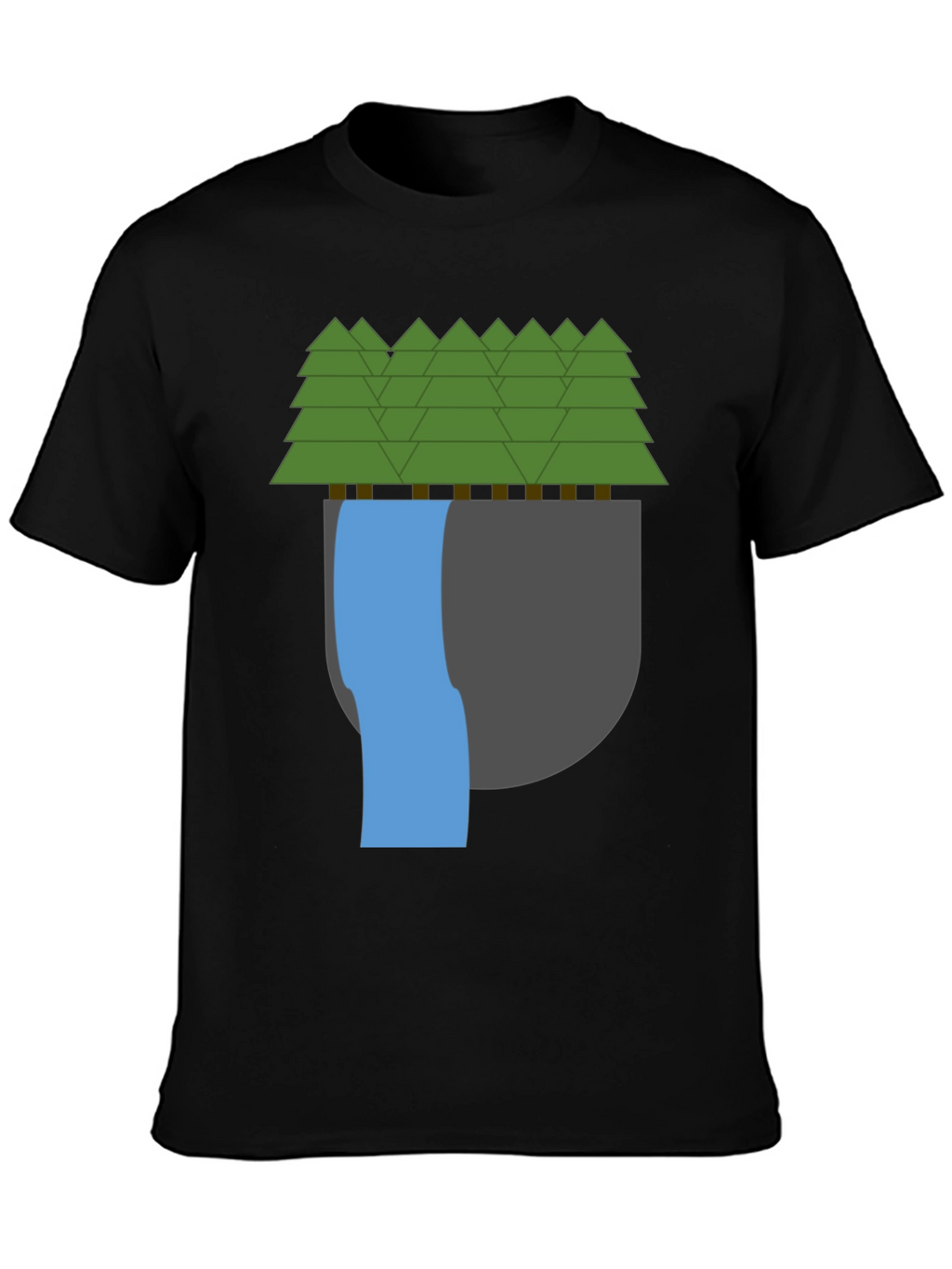 Nature Scene Graphic Tee - Black Cotton Blend