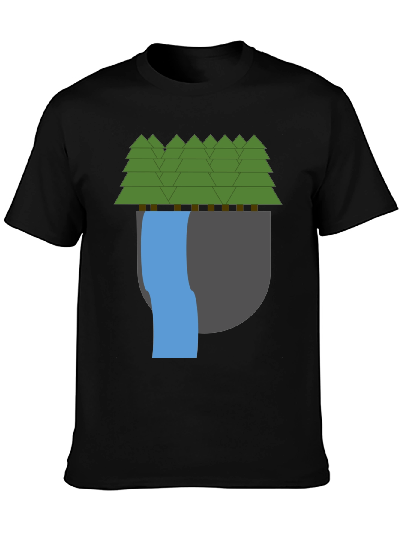 Nature Scene Graphic Tee - Black Cotton Blend