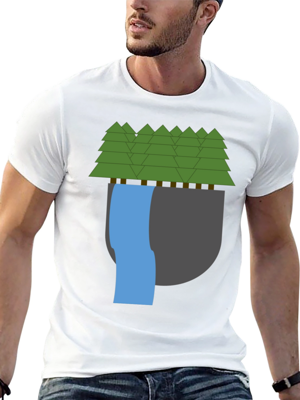 Nature Scene Graphic Tee - Black Cotton Blend