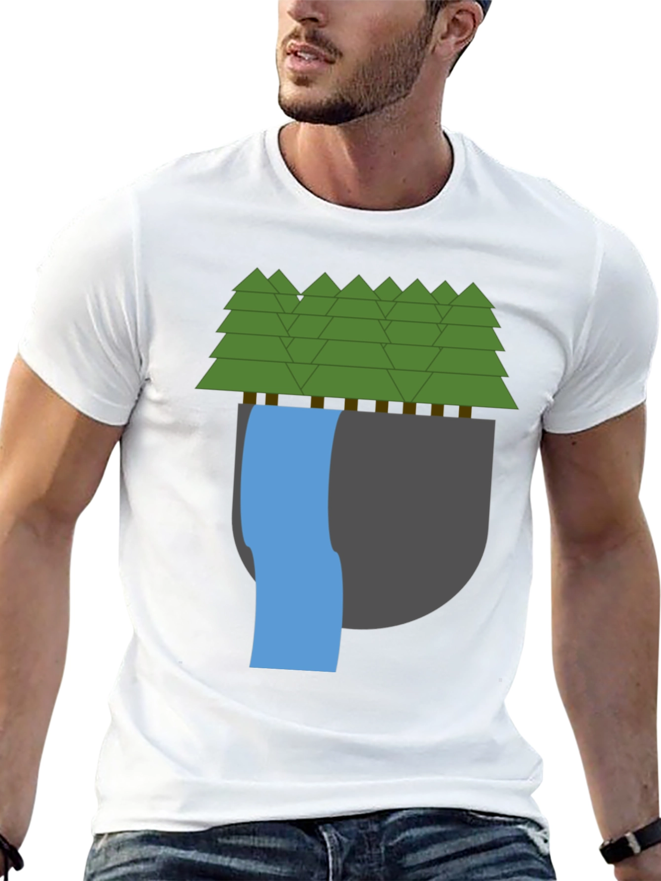 Nature Scene Graphic Tee - Black Cotton Blend