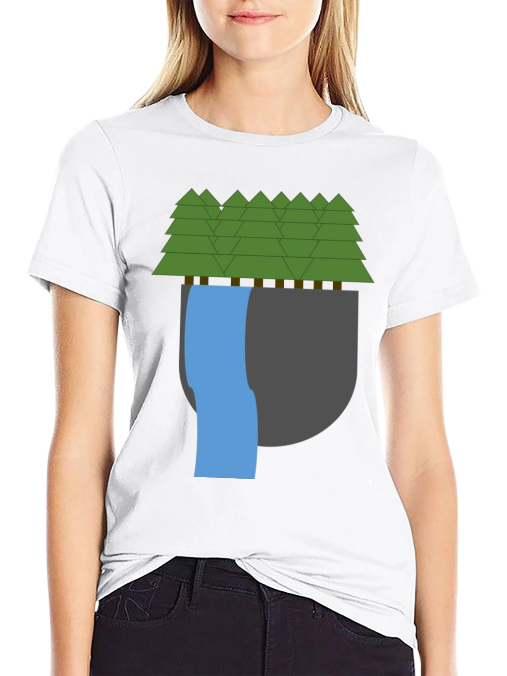 Nature Scene Graphic Tee - Black Cotton Blend