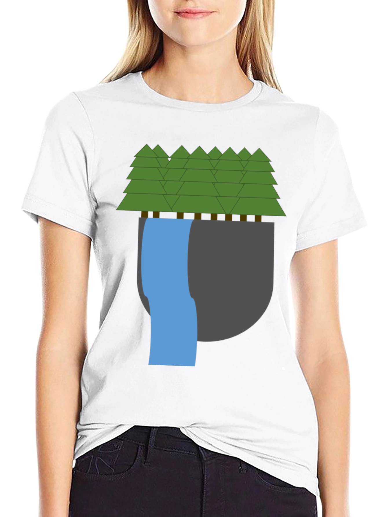 Nature Scene Graphic Tee - Black Cotton Blend