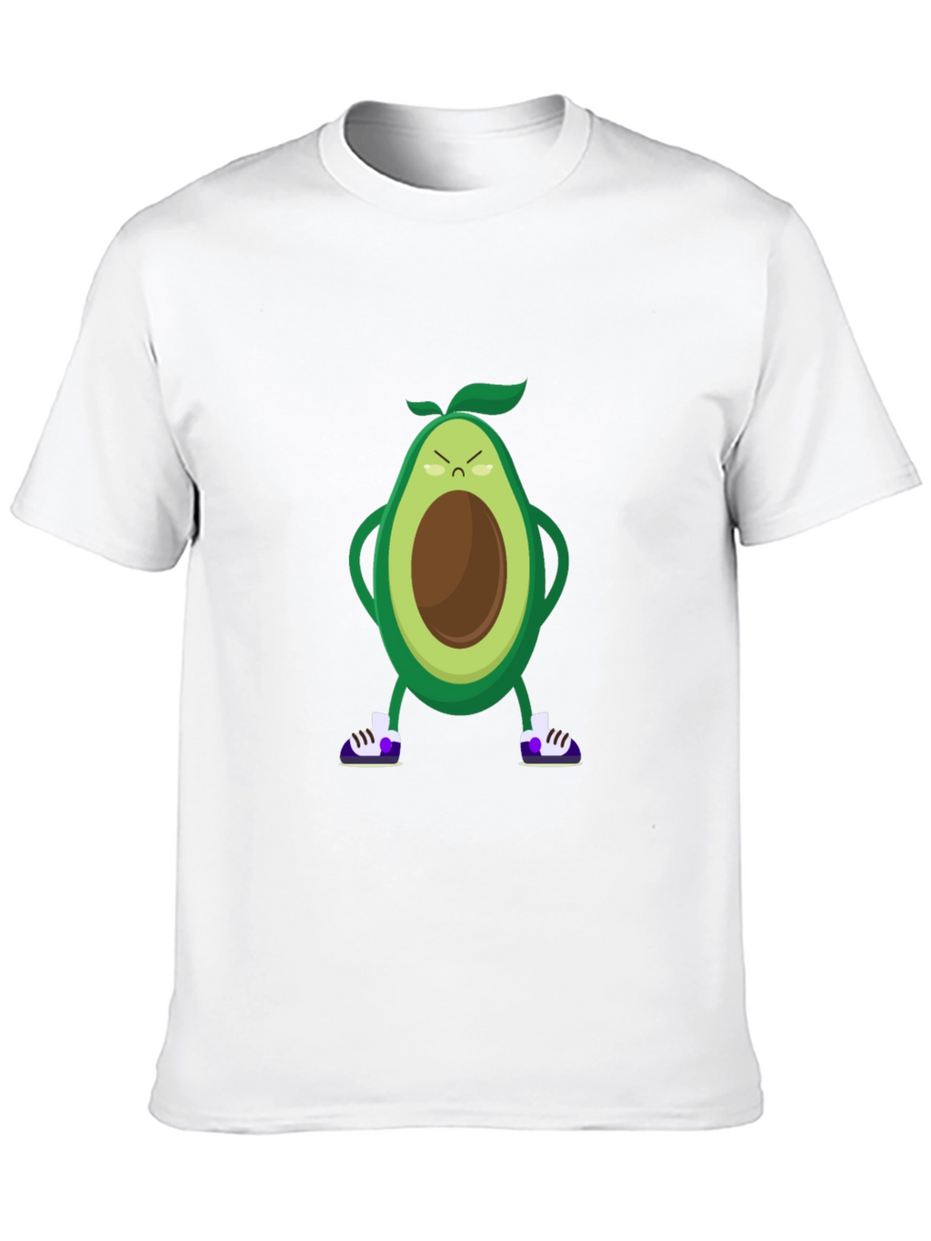 Angry Avocado Cartoon Print Black T-Shirt