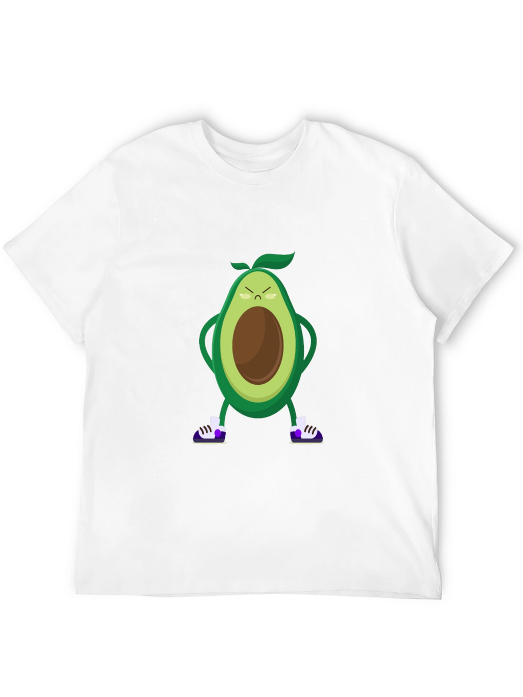 Angry Avocado Cartoon Print Black T-Shirt