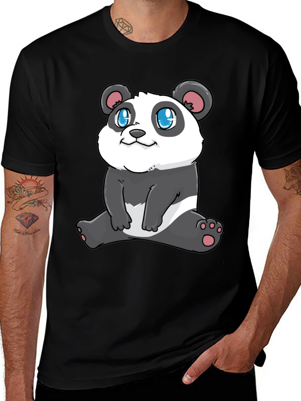 Cute Panda Graphic Tee - Stylish Black T-Shirt