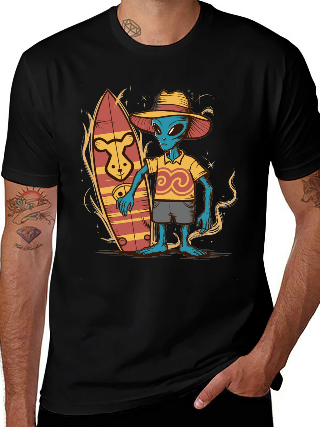Alien Surfer T-Shirt - Funky Graphic Tee