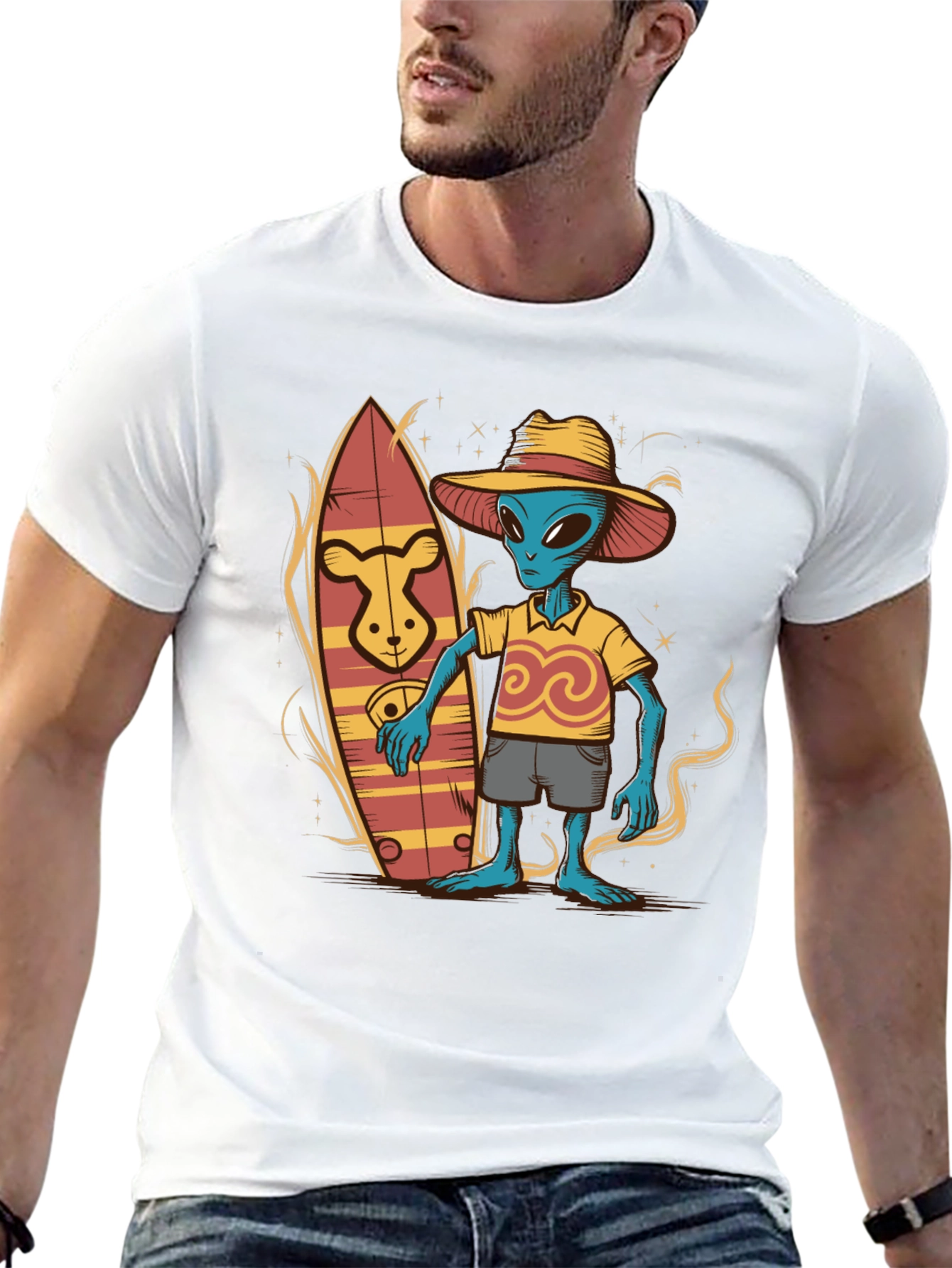 Alien Surfer T-Shirt - Funky Graphic Tee