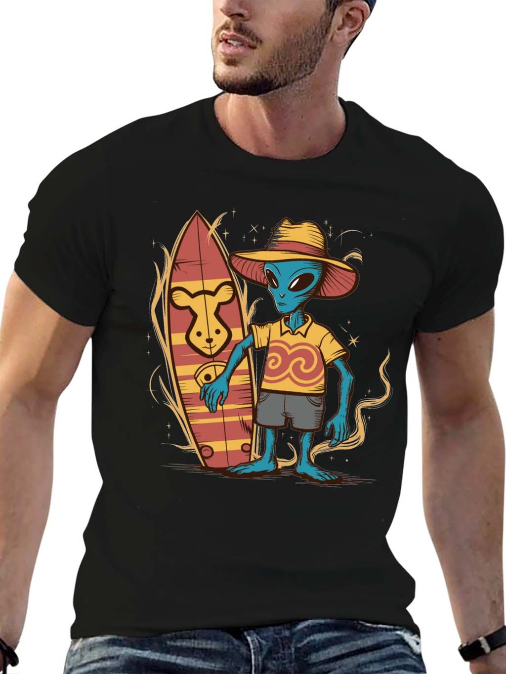 Alien Surfer T-Shirt - Funky Graphic Tee