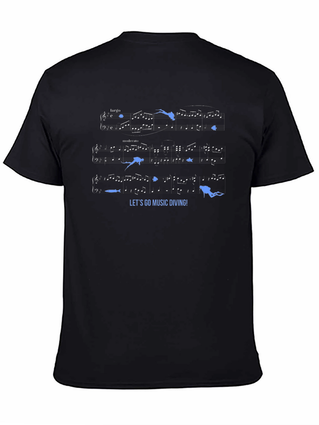 Music Diving Tee - Black Cotton T-Shirt