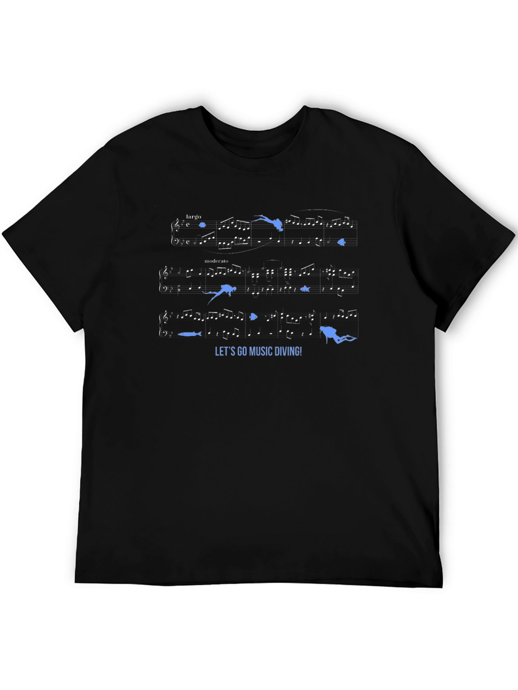 Music Diving Tee - Black Cotton T-Shirt