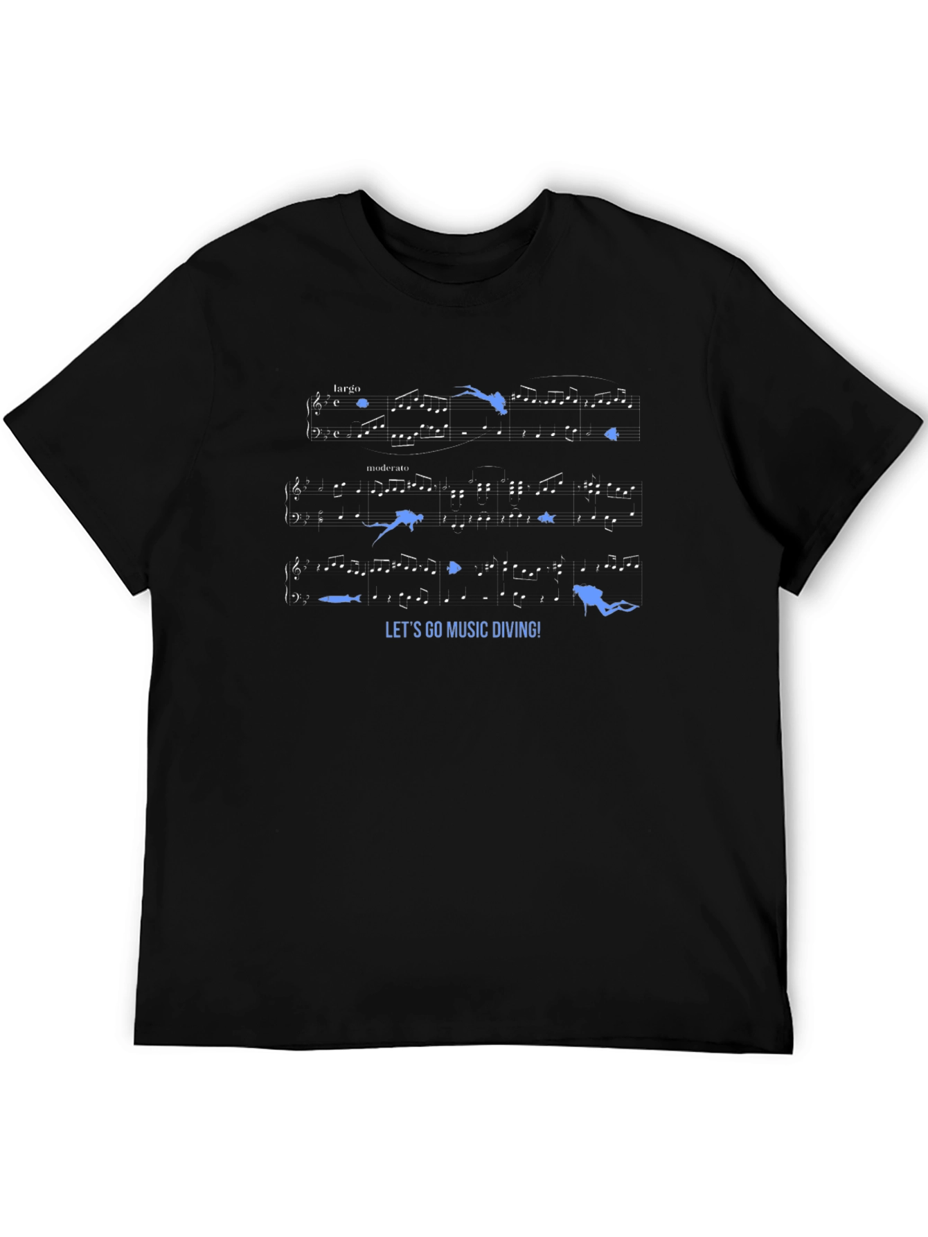 Music Diving Tee - Black Cotton T-Shirt