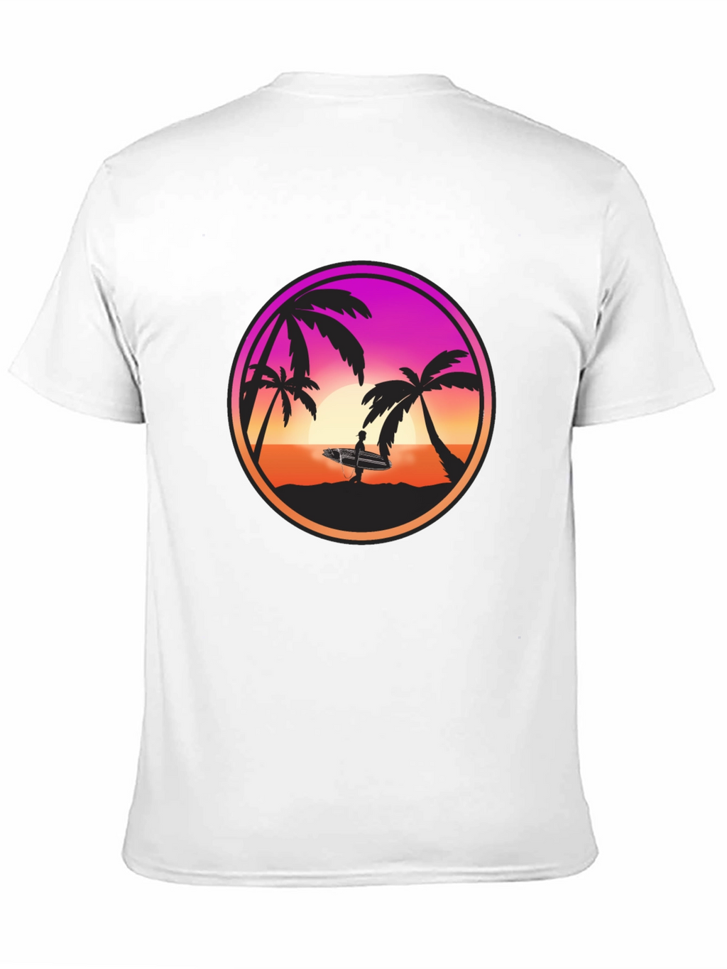 Sunset Surfer Graphic Tee - Black Cotton Blend