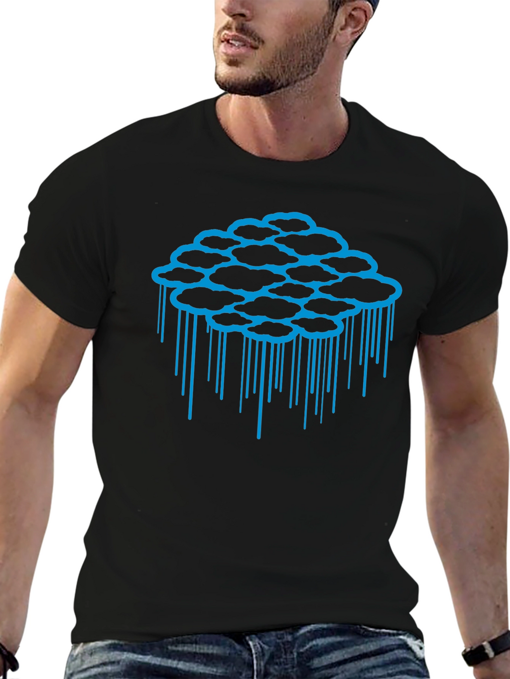 Cloud Drip Graphic Tee - Black Cotton T-Shirt