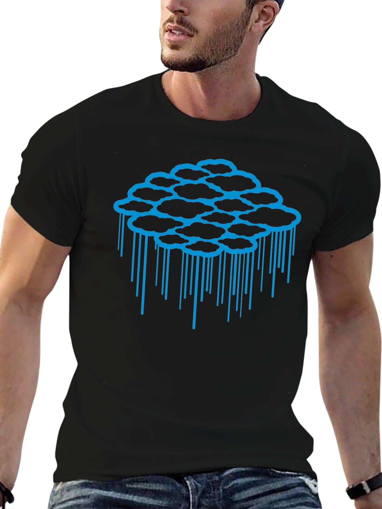 Cloud Drip Graphic Tee - Black Cotton T-Shirt