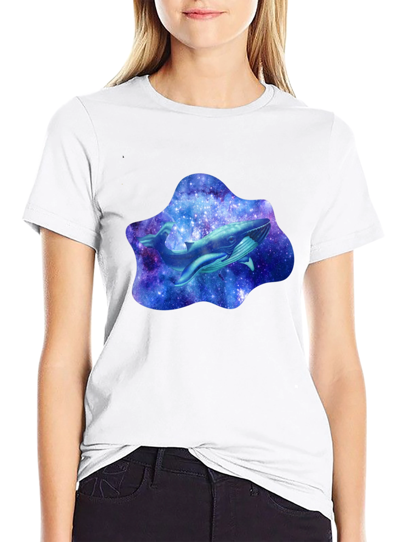 Galaxy Whale Graphic T-Shirt - Stylish Black Tee