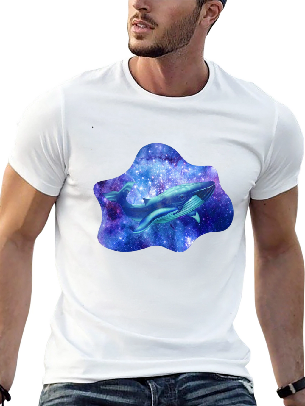 Galaxy Whale Graphic T-Shirt - Stylish Black Tee