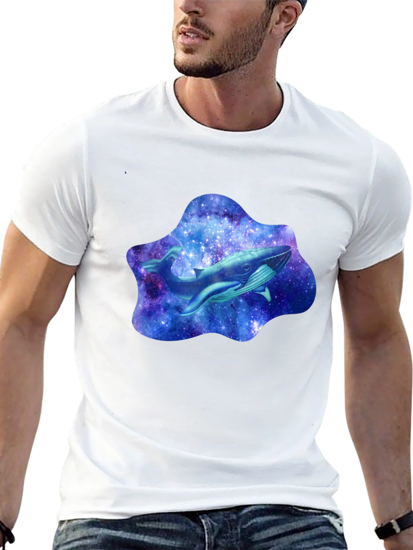 Galaxy Whale Graphic T-Shirt - Stylish Black Tee
