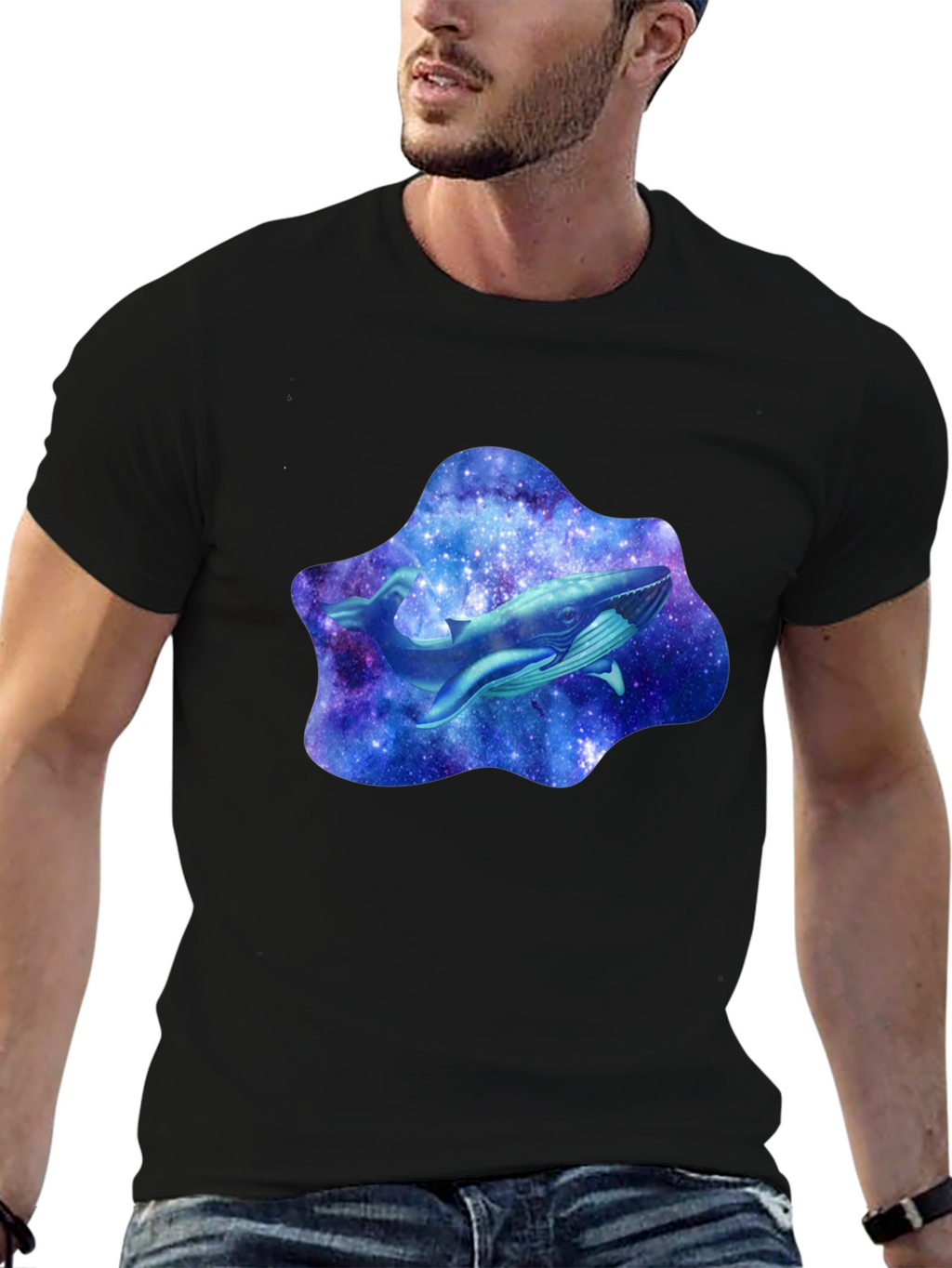 Galaxy Whale Graphic T-Shirt - Stylish Black Tee