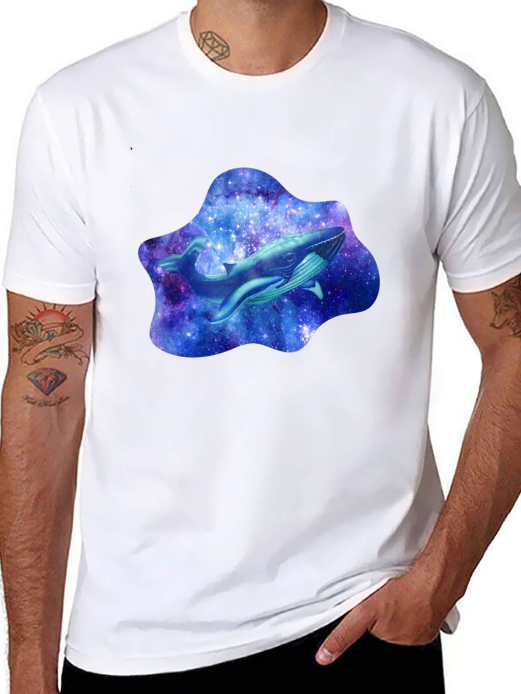 Galaxy Whale Graphic T-Shirt - Stylish Black Tee