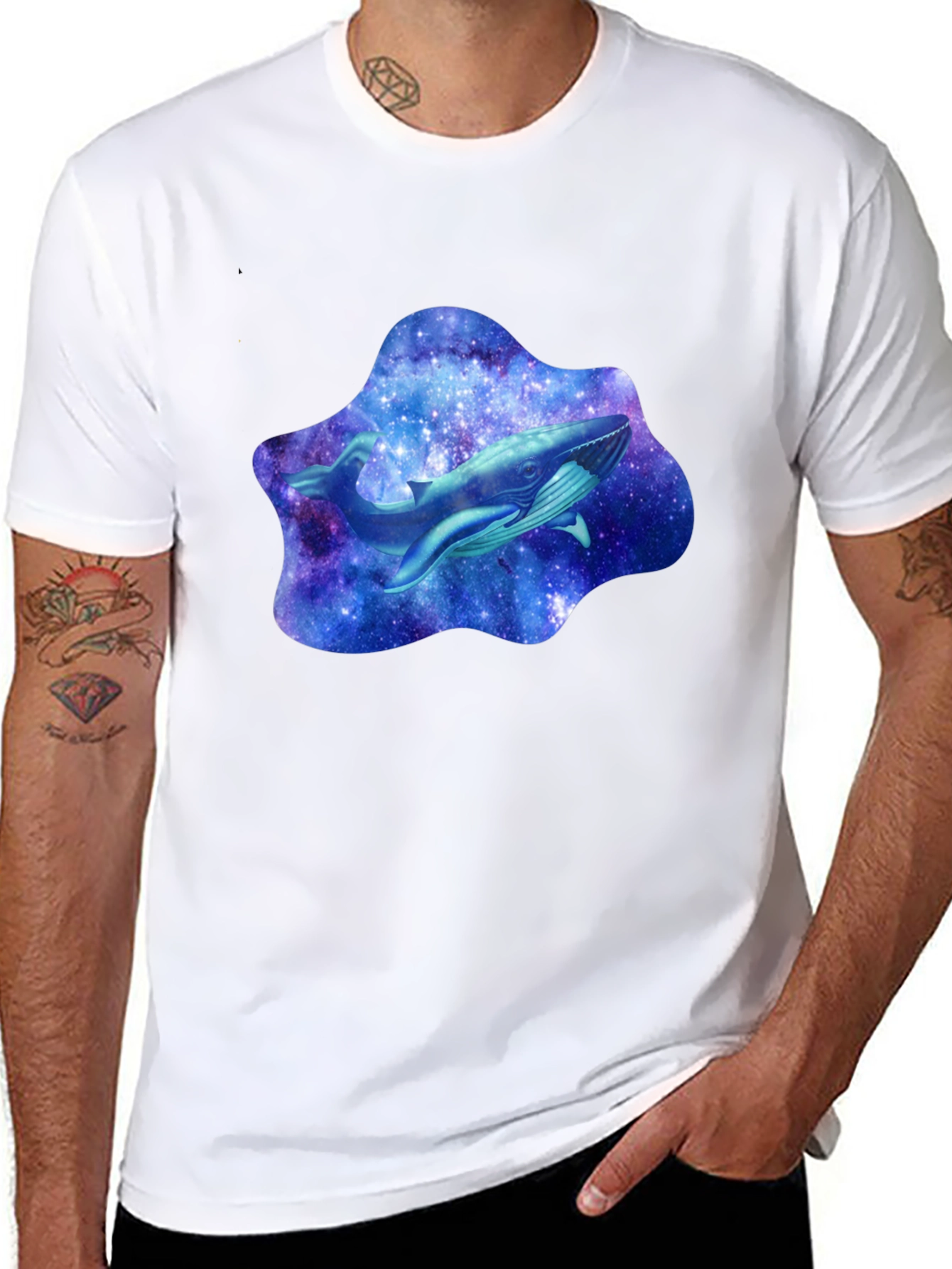 Galaxy Whale Graphic T-Shirt - Stylish Black Tee