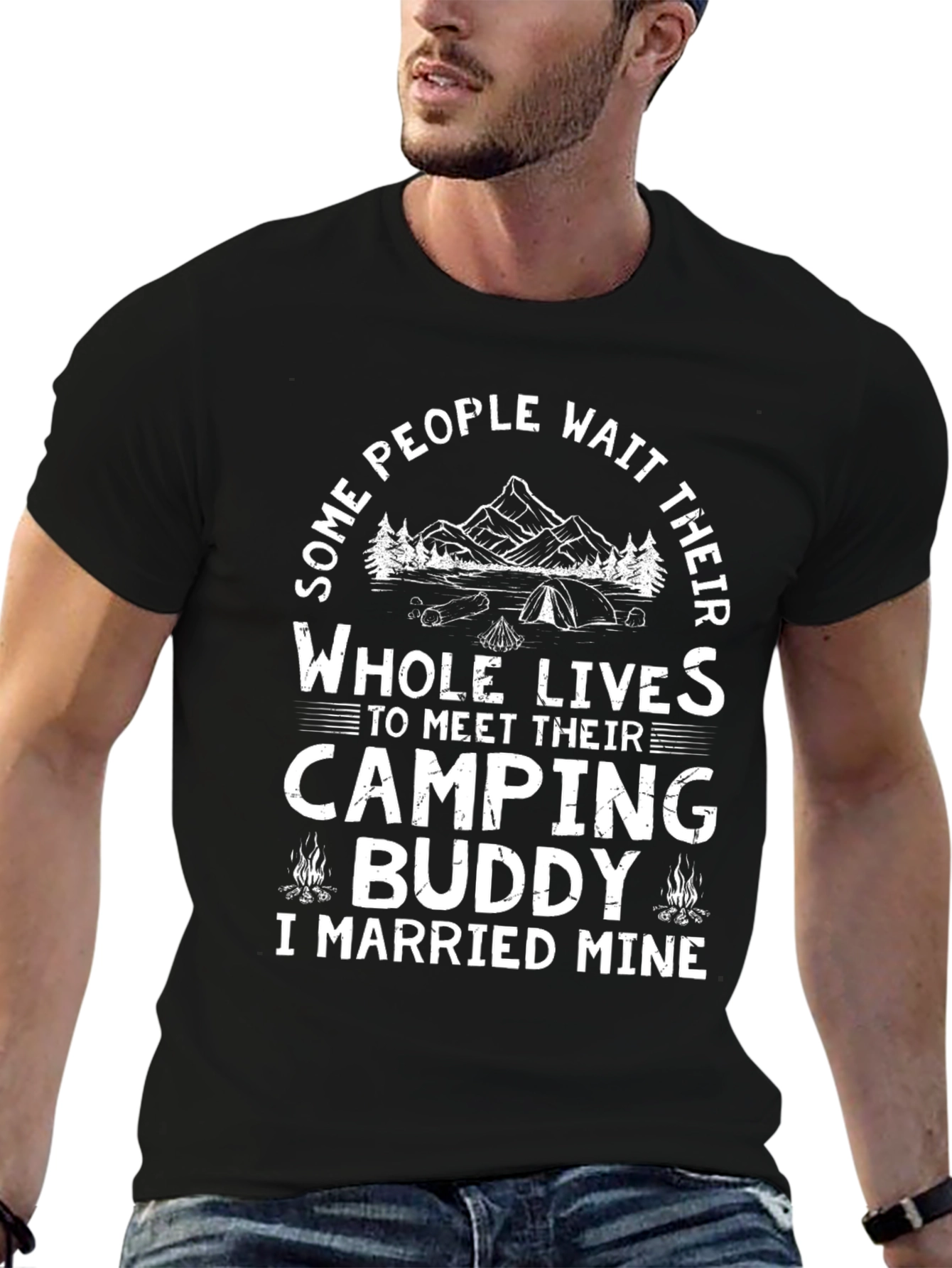 Camping Buddy T-Shirt - Married Mine Black Tee