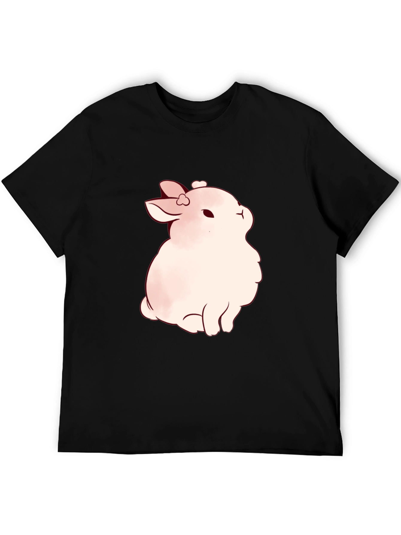 Cute Bunny Graphic Black T-Shirt