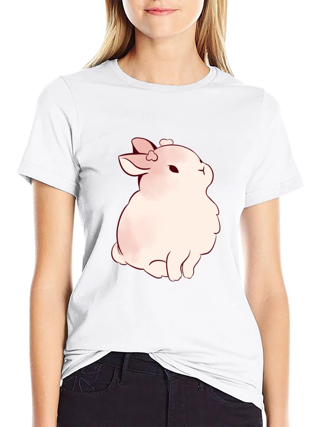 Cute Bunny Graphic Black T-Shirt